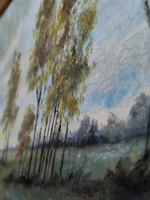 Pejzaż Jesienny Klimatyczny Landscape Obraz Olejny 30/40