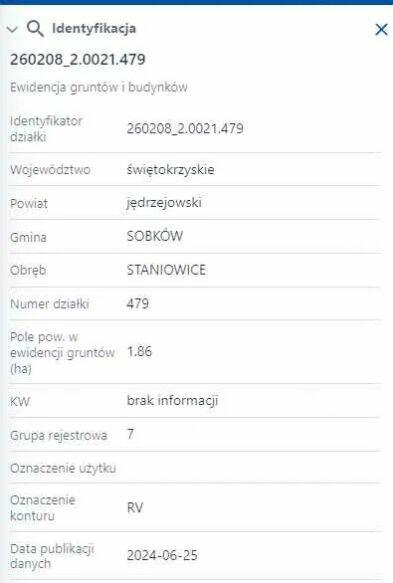 Działka rolna gm. Sobków 1,86ha