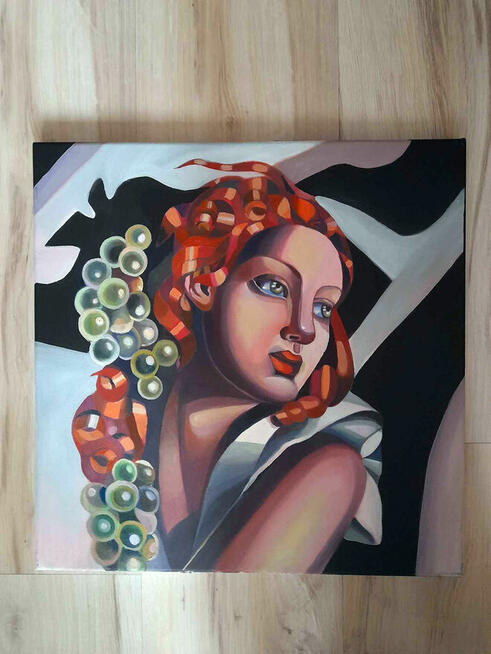 Tamara Łempicka - obraz olejny - kobieta z winogronami