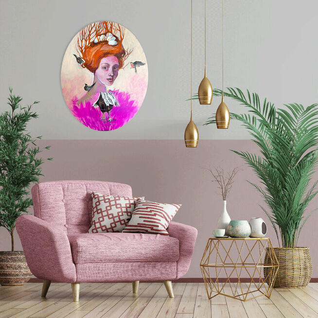 GNIAZDO obraz na owalnym płótnie - wyjątkowy portret