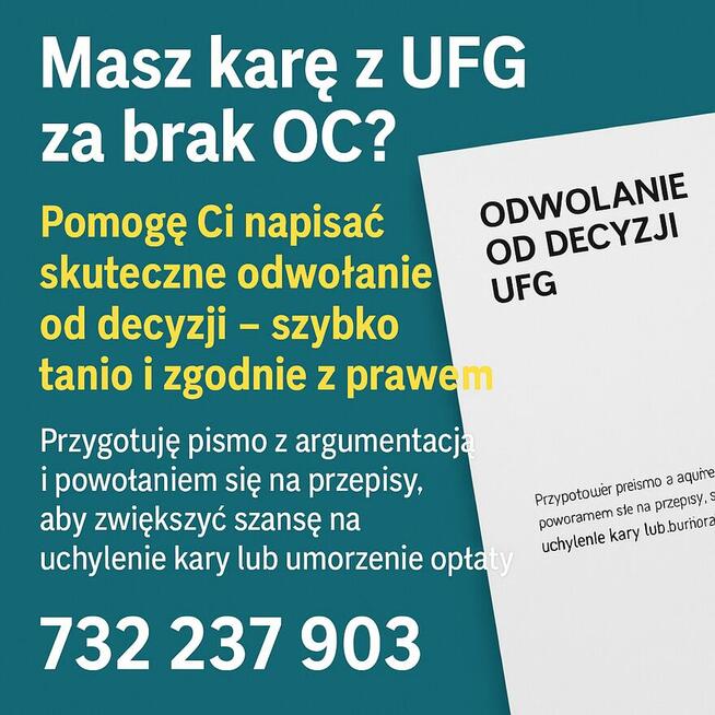 ODWOŁANIE OD DECYZJI UFG Pisanie wniosków pomoc
