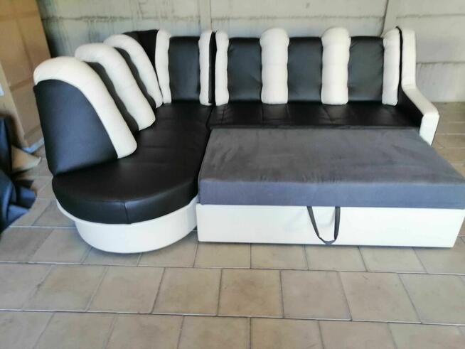 nowy skórzany narożnik z funkcją spania