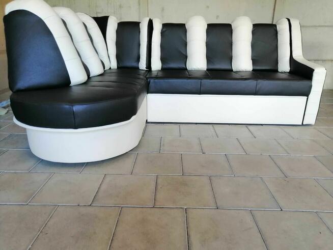 nowy skórzany narożnik z funkcją spania