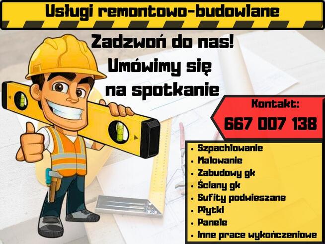 Praca – Szukam Pracownika Remonty, Wykończenia, GK, płytki