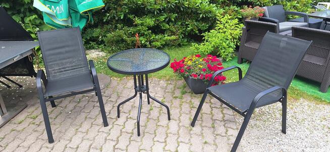 zestaw ogrodowych 2 krzesła stolik