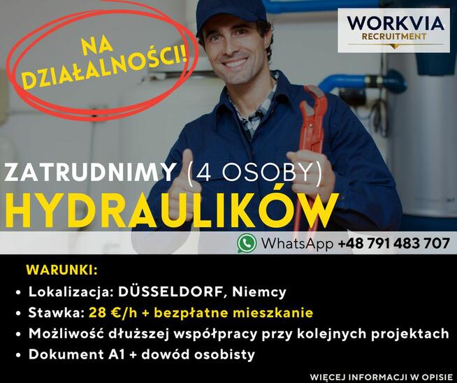 PRACA DLA HYDRAULIKÓW/DÜSSELDORF, NIEMCY/28 €/h