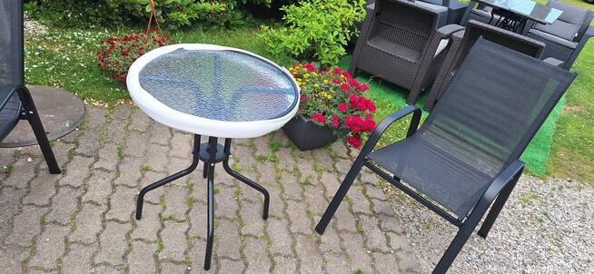 zestaw ogrodowych 2 krzesła stolik