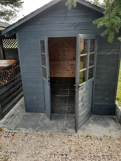 Domek na narzędzia PIOTR. Schowek drewniany do ogrodu. Monta