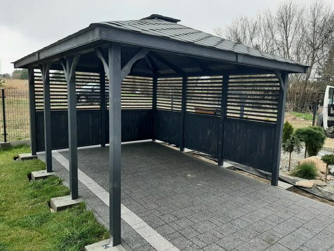 Wiata drewniana pod panele. Szybka realizacja. Każdy wymiar.