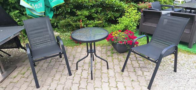 zestaw ogrodowych 2 krzesła stolik
