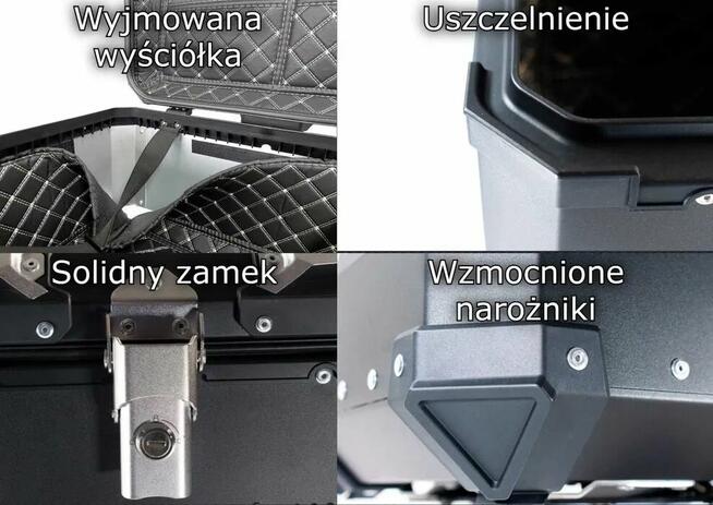 Aluminiowy Kufer motocyklowy centralny 55L NOWY + PŁYTA