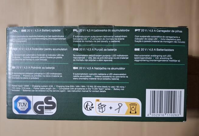 Szybka ładowarka PARKSIDE PLG 20 C3 4,5A