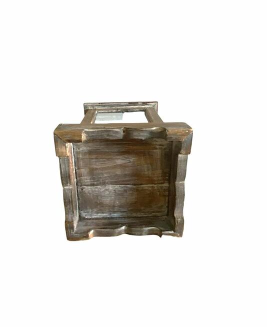 Drewniany lampion świecznik