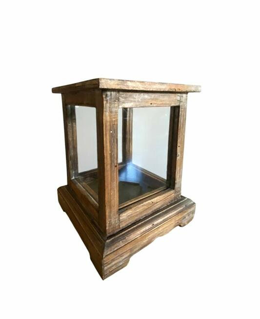 Drewniany lampion świecznik