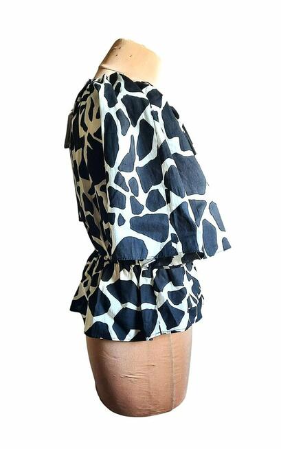 Bluzka z baskinką ZARA boho oversize – wzór żyrafa, XS