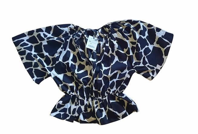 Bluzka z baskinką ZARA boho oversize – wzór żyrafa, XS