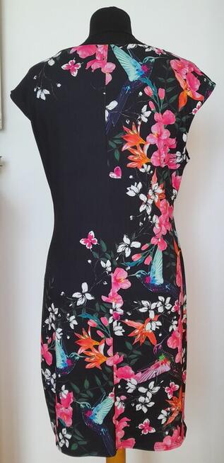 Elegancka sukienka wizytowa w kwiaty rozm. 40