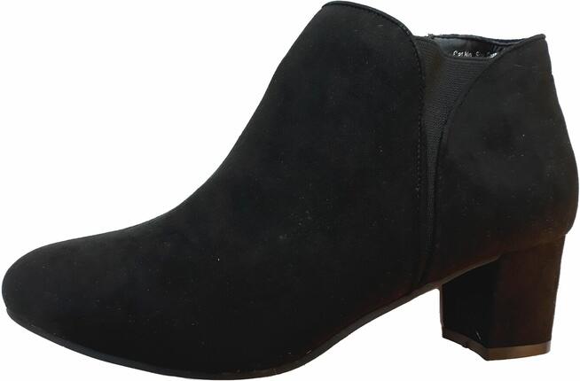 39 Botki damskie czarne na klocku 6cm stopa 25cm