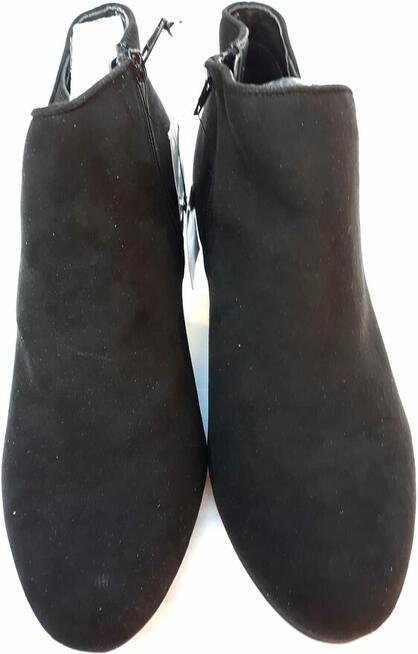 39 Botki damskie czarne na klocku 6cm stopa 25cm