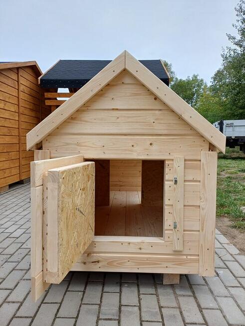 Ocieplona buda dla psa DUŻA z tarasem / przedsionkiem