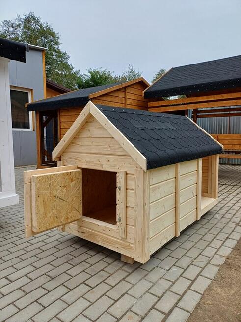 Ocieplona buda dla psa DUŻA z tarasem / przedsionkiem