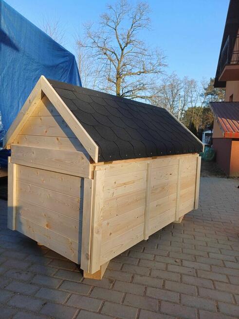 Ocieplona buda dla psa DUŻA z tarasem oraz podno dachem