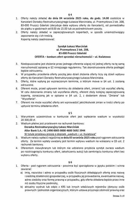 Syndyk sprzeda udział 1/2 w nieruchomości - ul. Kwiatowa, Os