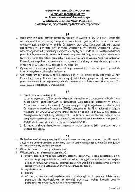 Syndyk sprzeda udział 1/2 w nieruchomości - ul. Kwiatowa, Os