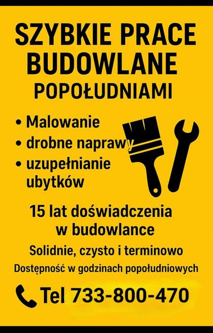Szybkie prace budowlano-wykończeniowe MALOWANIE
