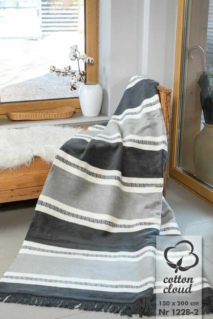 Koc bawełniany polski ciepły 150x200 pled narzuta koce piękn