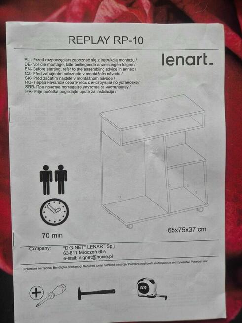 Dostawka do biurka Replay RP-10, na kółkach biało-szara