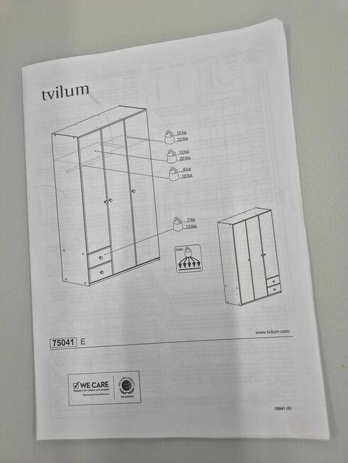 Szafa 3drzwiowa z 2 szufladami sosna lakierowana
