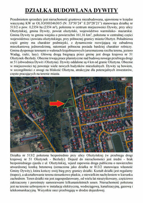 Syndyk sprzeda nieruchomość gruntową niezabudowaną w Dywitac
