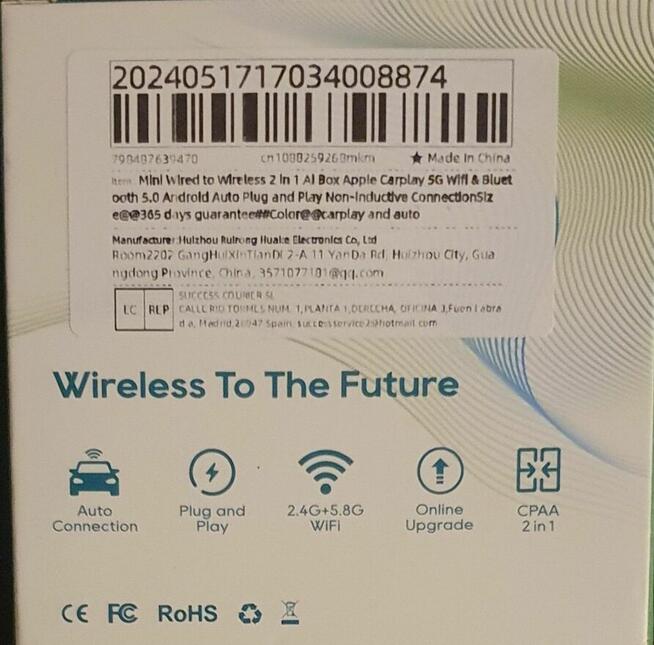 Bezprzewodowy Android Auto i CarPlay Adapter WiF i BTi