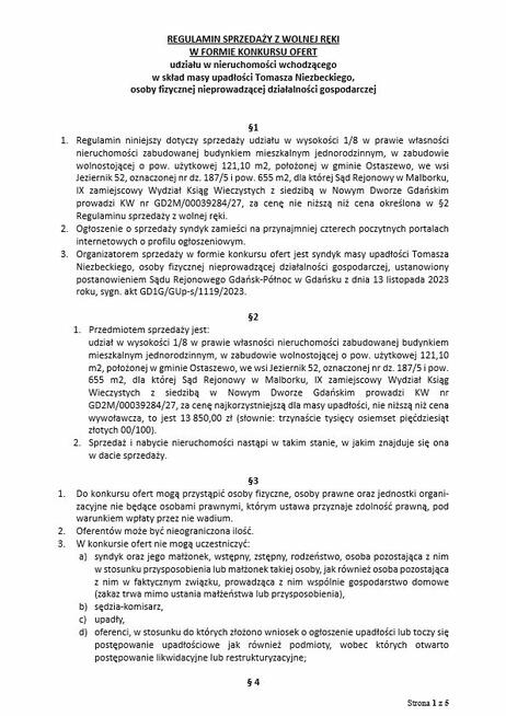 Syndyk sprzeda udział 1/8 nieruchomości - Jeziernik, Ostasze