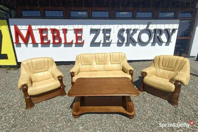 Aneta II - komplet wypoczynkowy 311 skóra naturalna, dąb