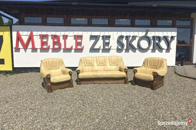 Aneta II - komplet wypoczynkowy 311 skóra naturalna, dąb