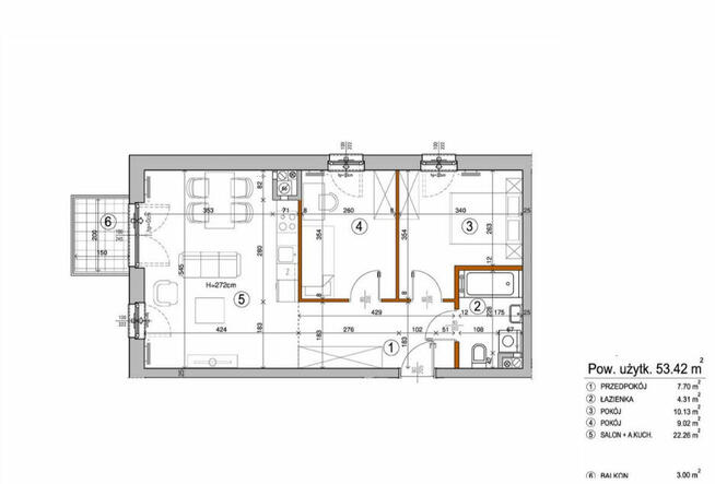 NOWE > Mieszkanie 53,42 m2 > Rembertów