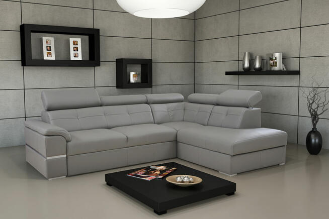 Dante– narożnik skórzany z pojemnikiem i spaniem