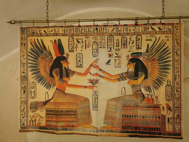 Firana zasłona tkanina dekoracyjna motyw starożytny Egipt