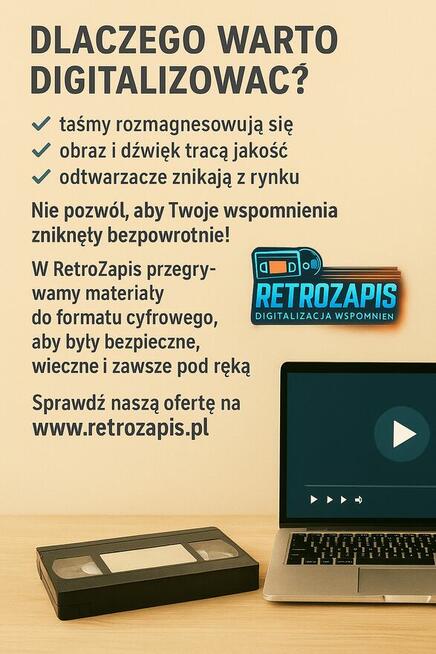 ️ Digitalizacja kaset VHS, Hi8, MiniDV i wiele więcej