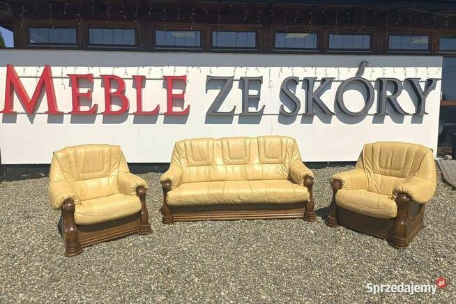 Aneta II - komplet wypoczynkowy 311 skóra naturalna, dąb