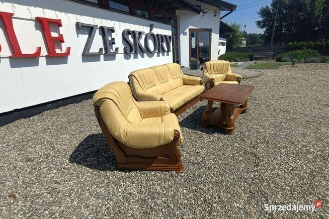 Aneta II - komplet wypoczynkowy 311 skóra naturalna, dąb