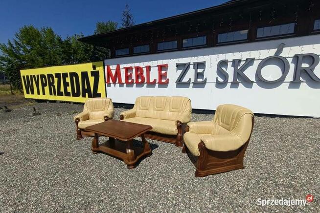 Aneta II - komplet wypoczynkowy 311 skóra naturalna, dąb