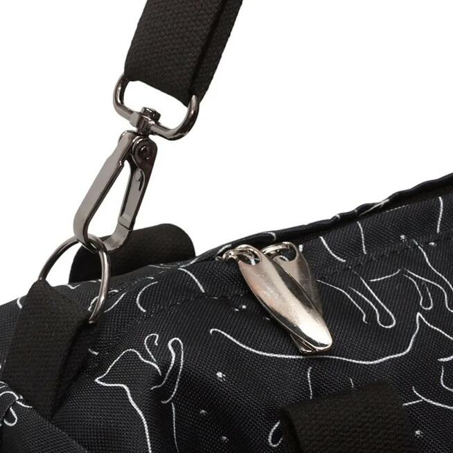 Torbo Plecak Damski 3w1 - Koty na czarnym tle