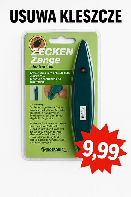 Elektryczne urządzenie do usuwania kleszczy dla ludzi i zwie
