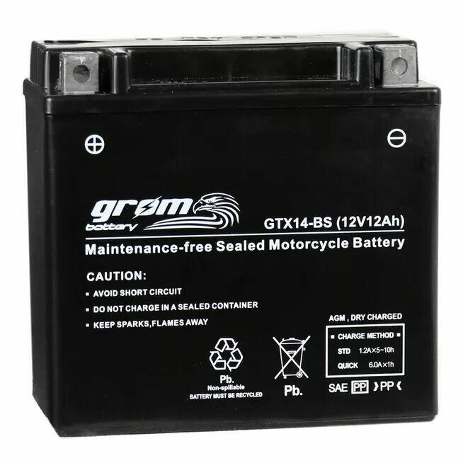 Akumulator motocyklowy 12Ah 200A GROM GTX14-BS YTX14-BS 12V