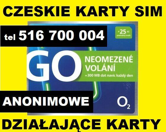 Działające CZESKIE KRTY SIM aktywne anonimowe startery SIM
