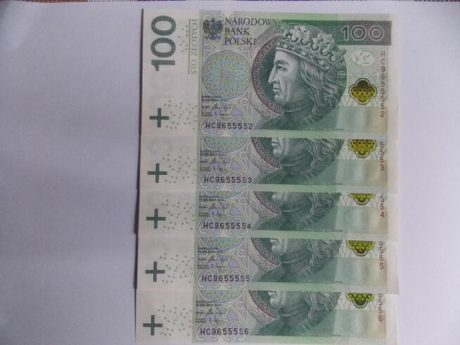 100 zł z 2018 kolekcja 5 sztuk stan UNC