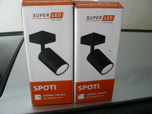 Lampy Spoti Super Led, czarne,2 sztuki